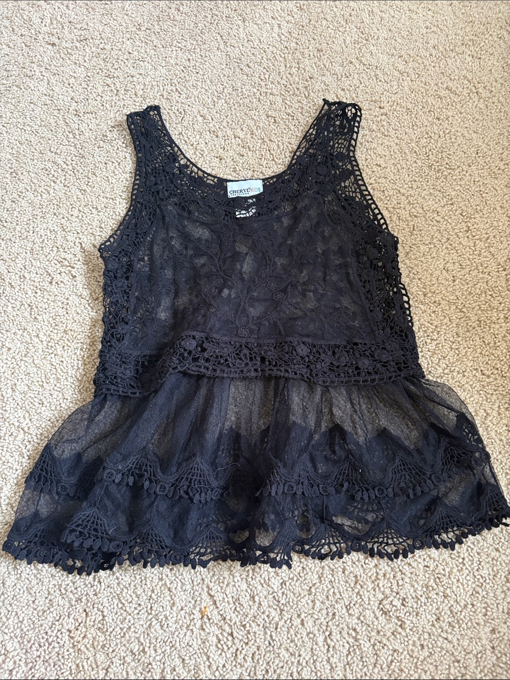 Crochet Lace Black Peplum Camisole